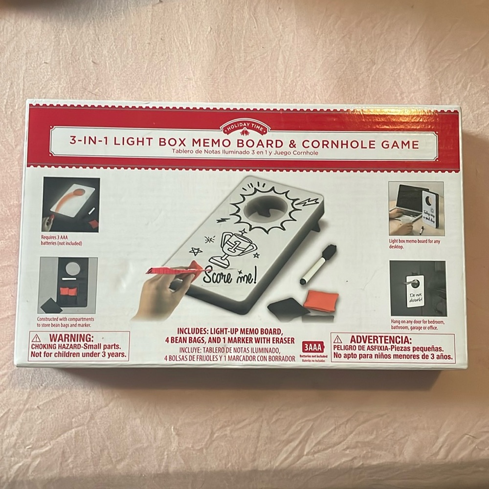 3-In-1 Light Box Memo Board & Cornhole Game